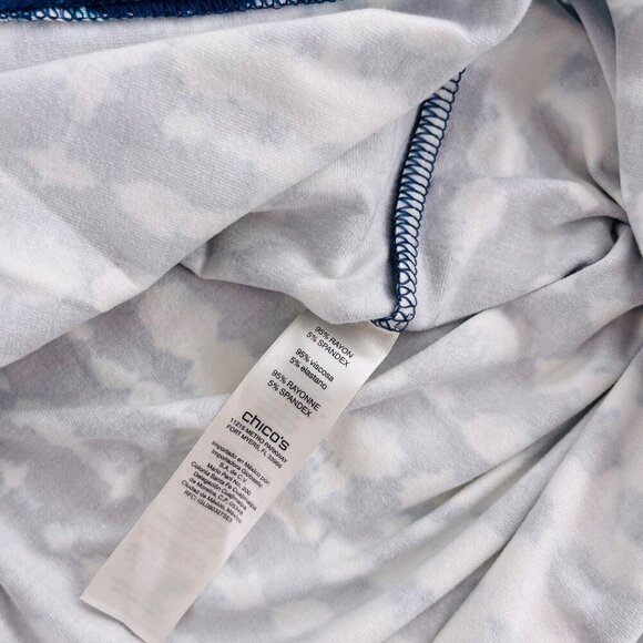 Chicos Size 1 Small Womens Blue & White Tie-Dye Maxi Skirt Stretch Knit - Picture 3 of 5